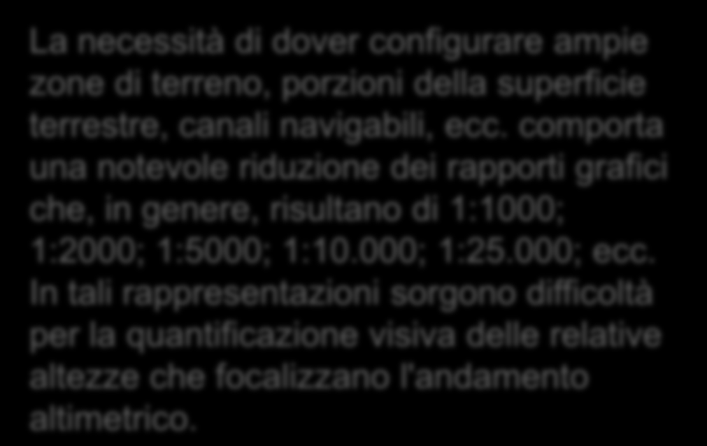 comporta una notevole riduzione dei rapporti grafici che, in genere, risultano di 1:1000;