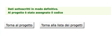 permette di inviare i dati inseriti dal client al server, aggiornando il data-base: in questo caso il progetto sarà in fase di progettazione e pertanto i dati potranno essere modificati