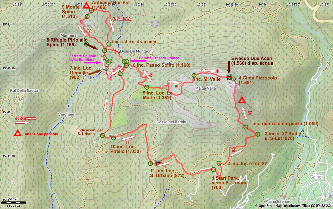 Riepilogo rotta: Descrizione del percorso: 1. Partiremo da Loc. Ortello di Sotto (700 Mt.), sulla strada per S. Urbano, dove posteggiamo ai lati della stradina.