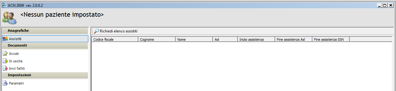 2.2 GESTIONE Dalla sezione Add-on è possibile accedere alla gestione del modulo ACN2009 da cui è possibile effettuare una serie di operazioni aggiuntive quali: Richiedere l elenco degli assistiti;