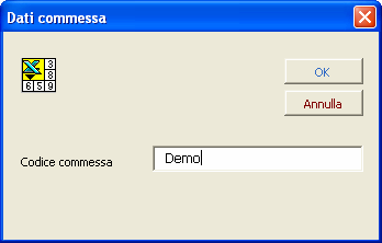Finestra dati commessa Viene visualizzata dopo aver premuto il pulsante Opt della barra degli strumenti di EasyCut.