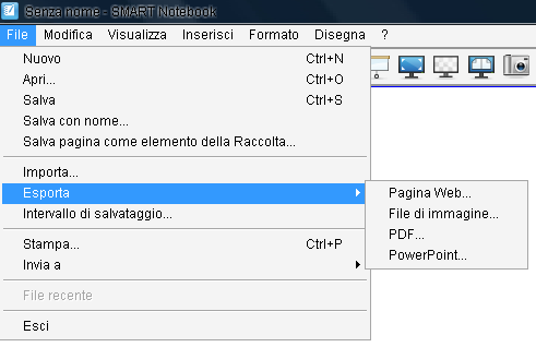 L IMPORTAZIONE E IL SALVATAGGIO DEI FILE Il software della lavagna consente l importazione di testo, di immagini, di file e di schermate da altre applicazioni installate nel computer; eccezionalmente