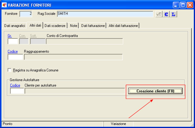 Page 3 of 9 Sempre dall'anagrafica clienti/fornitori, è possibile effettuare la creazione automatica del cliente per autofattura, in modo tale da poter impostare