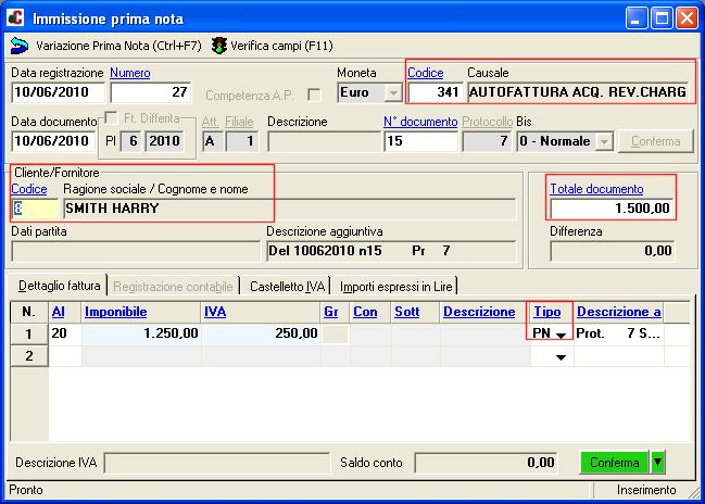 Page 5 of 9 In automatico viene visualizzata la finestra che permette l inserimento dei dati specifici per il modello INTRA; confermando tale registrazione l'operazione di acquisto è conclusa.