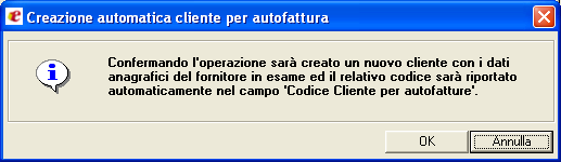 Page 7 of 9 In particolare, tramite la seguente finestra è possibile confermare l operazione riguardante il fornitore.