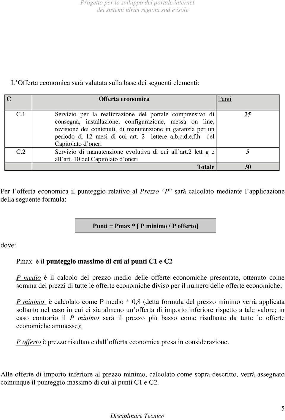 cui art. 2 lettere a,b,c,d,e,f,h del Capitolato d oneri C.2 Servizio di manutenzione evolutiva di cui all art.2 lett g e 5 all art.