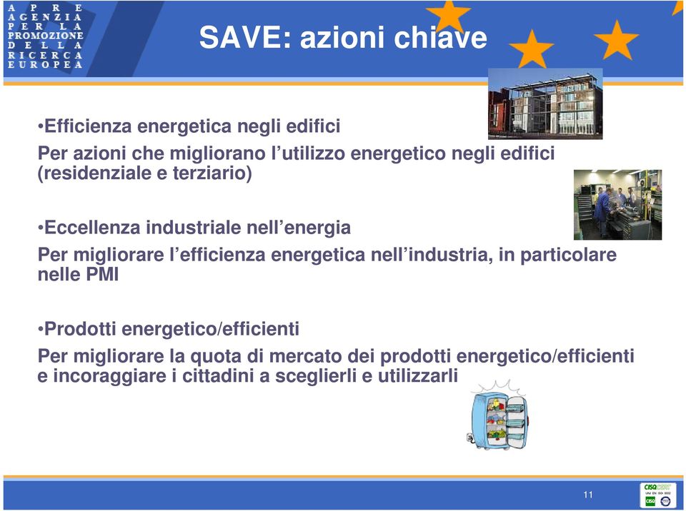 energetica nell industria, in particolare nelle PMI Prodotti energetico/efficienti Per migliorare la