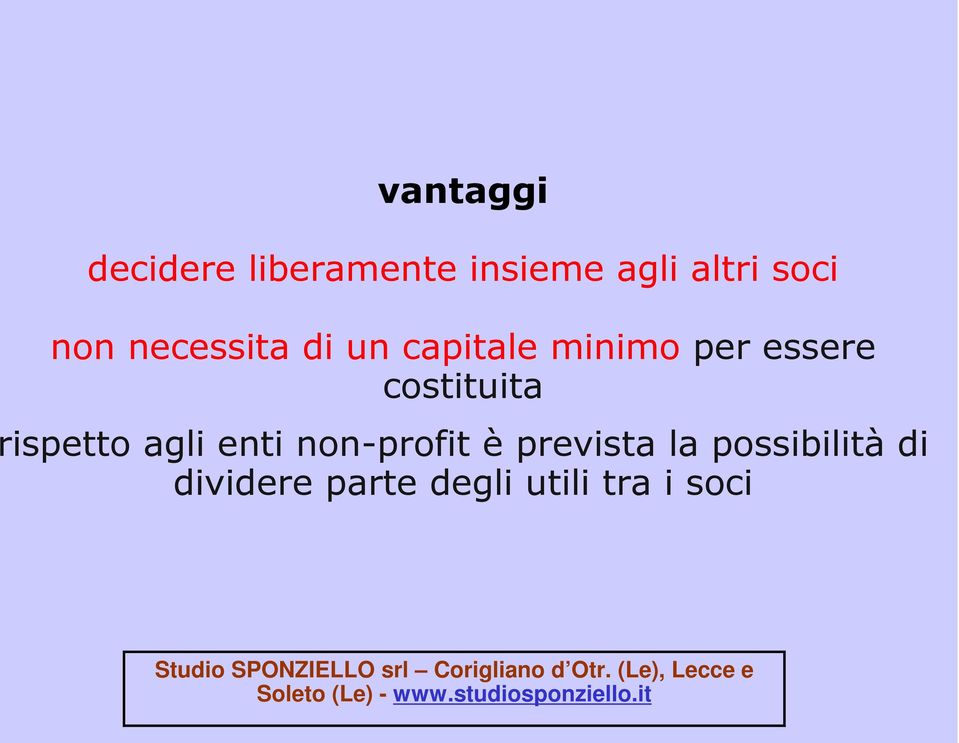 costituita rispetto agli enti non-profit è prevista