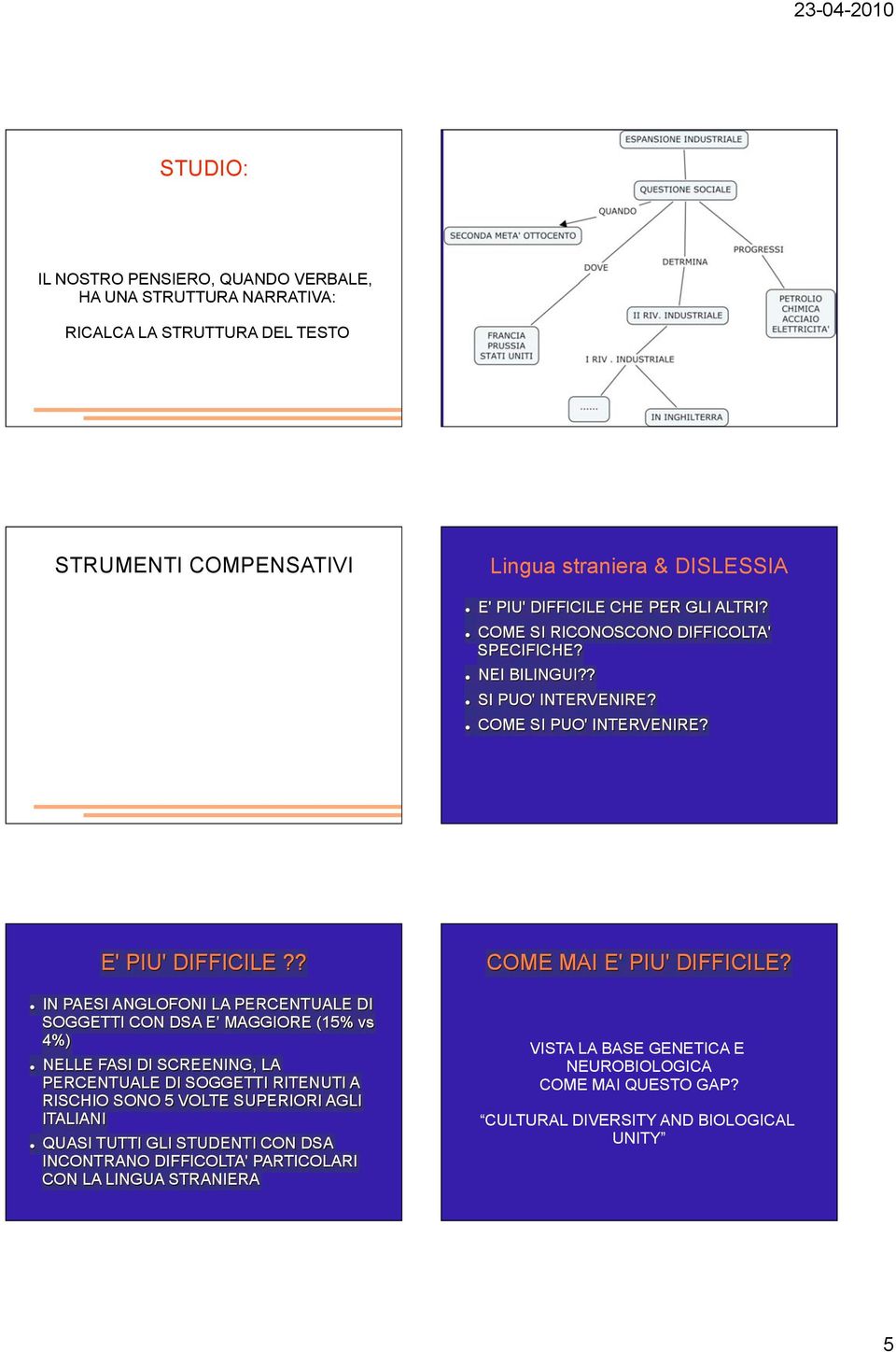 COMPENSATIVI Lingua straniera & VISTA LA BASE GENETICA E