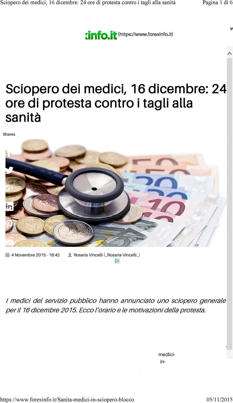 it) w Sciopero dei medici, 16 dicembre: 24 ore di protesta contro i tagli alla sanità Shares 4 Novembre 2015-16:42