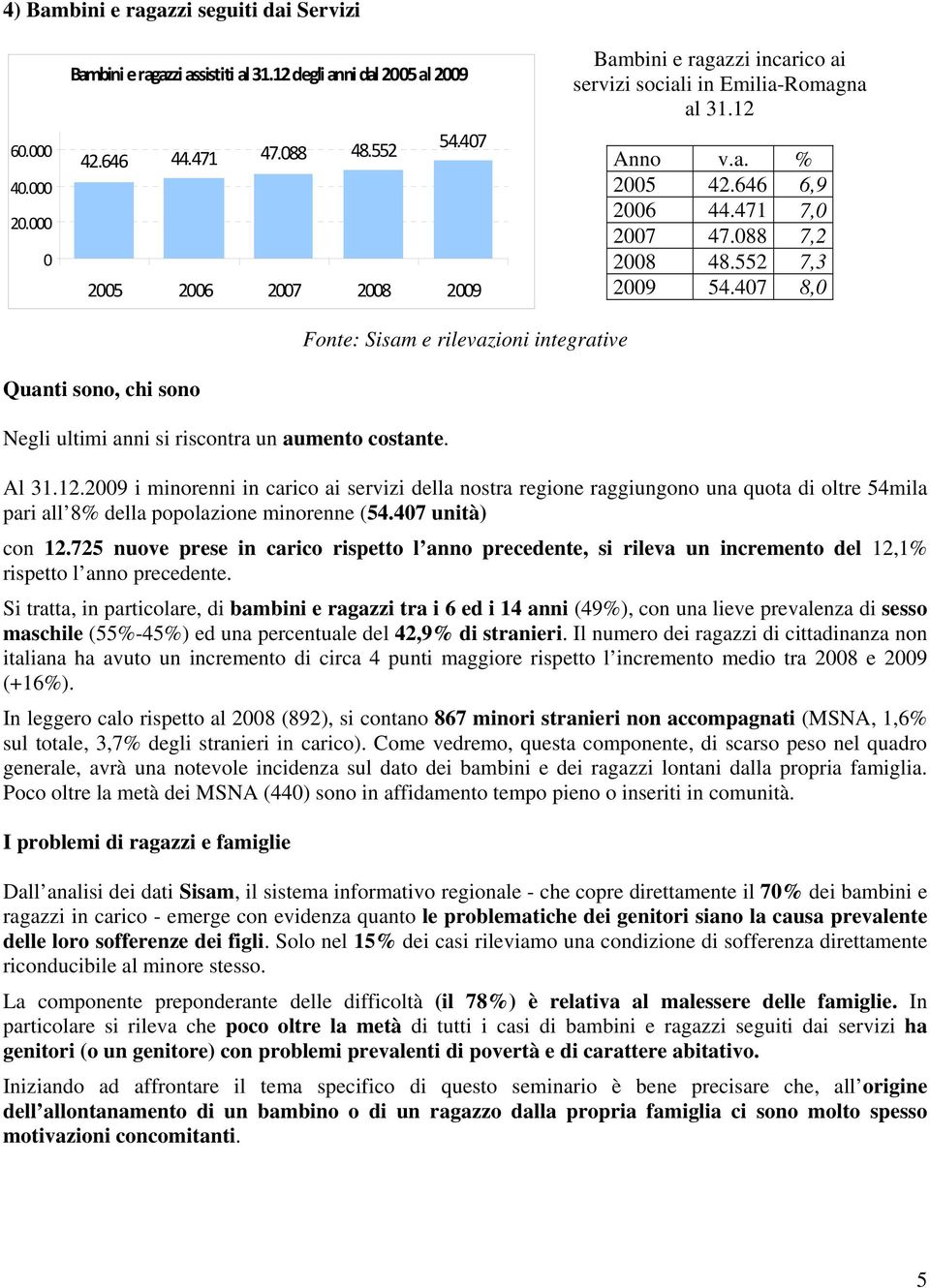 407 8,0 Fonte: Sisam e rilevazioni integrative Quanti sono, chi sono Negli ultimi anni si riscontra un aumento costante. Al 31.12.