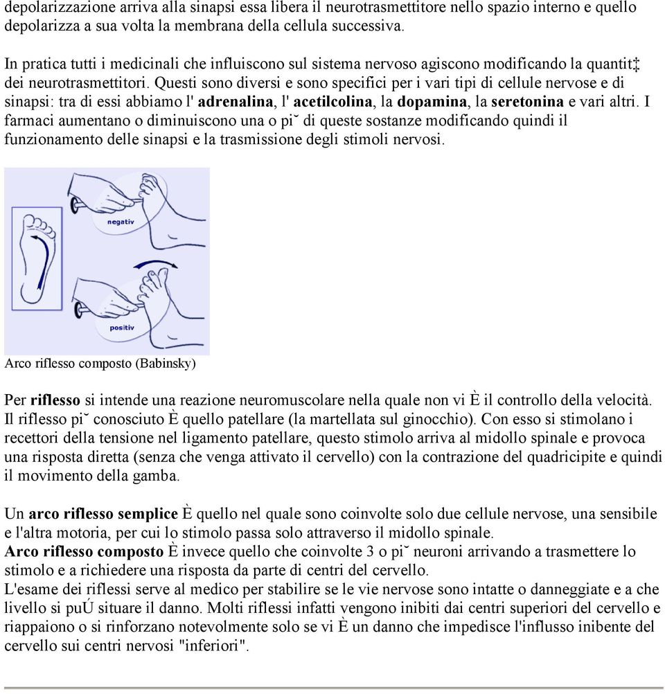 Questi sono diversi e sono specifici per i vari tipi di cellule nervose e di sinapsi: tra di essi abbiamo l' adrenalina, l' acetilcolina, la dopamina, la seretonina e vari altri.