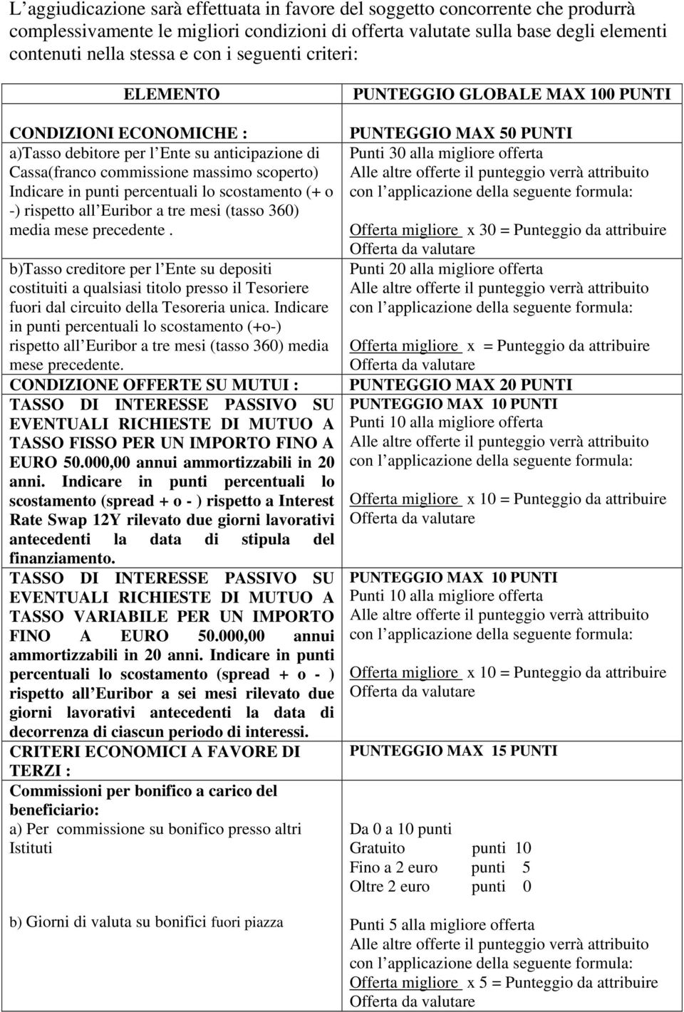 rispetto all Euribor a tre mesi (tasso 360) media mese precedente. b)tasso creditore per l Ente su depositi costituiti a qualsiasi titolo presso il Tesoriere fuori dal circuito della Tesoreria unica.