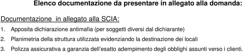 Planimetria della struttura utilizzata evidenziando la destinazione dei locali 3.