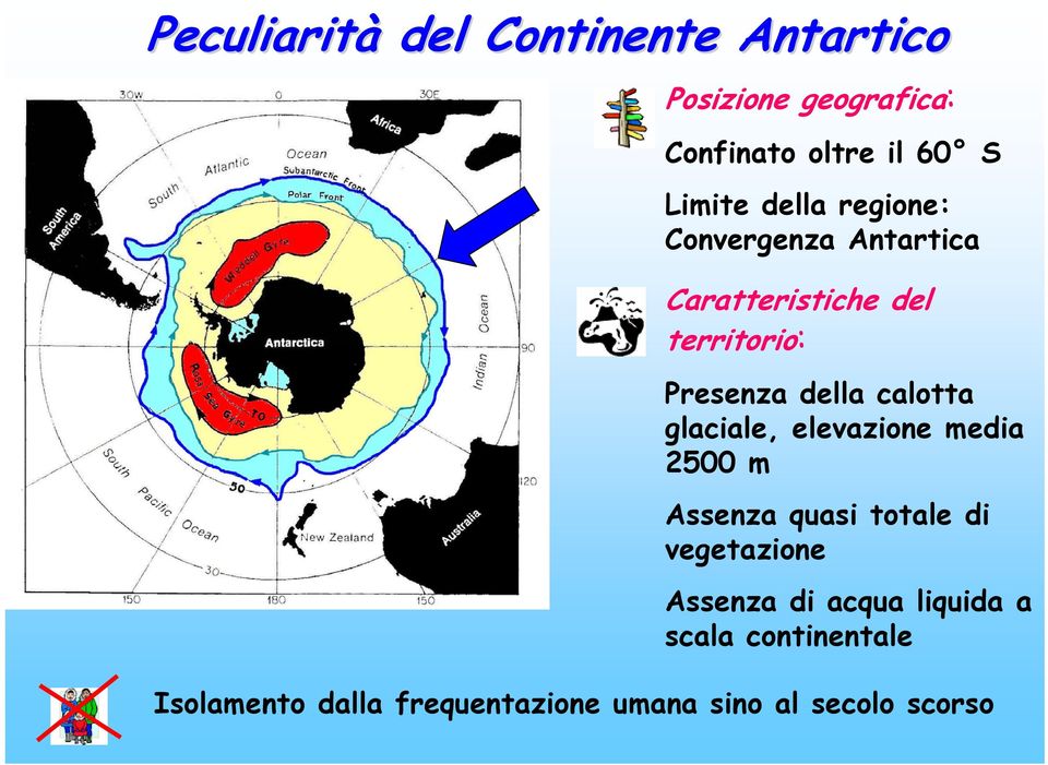 calotta glaciale, elevazione media 2500 m Assenza quasi totale di vegetazione Assenza di