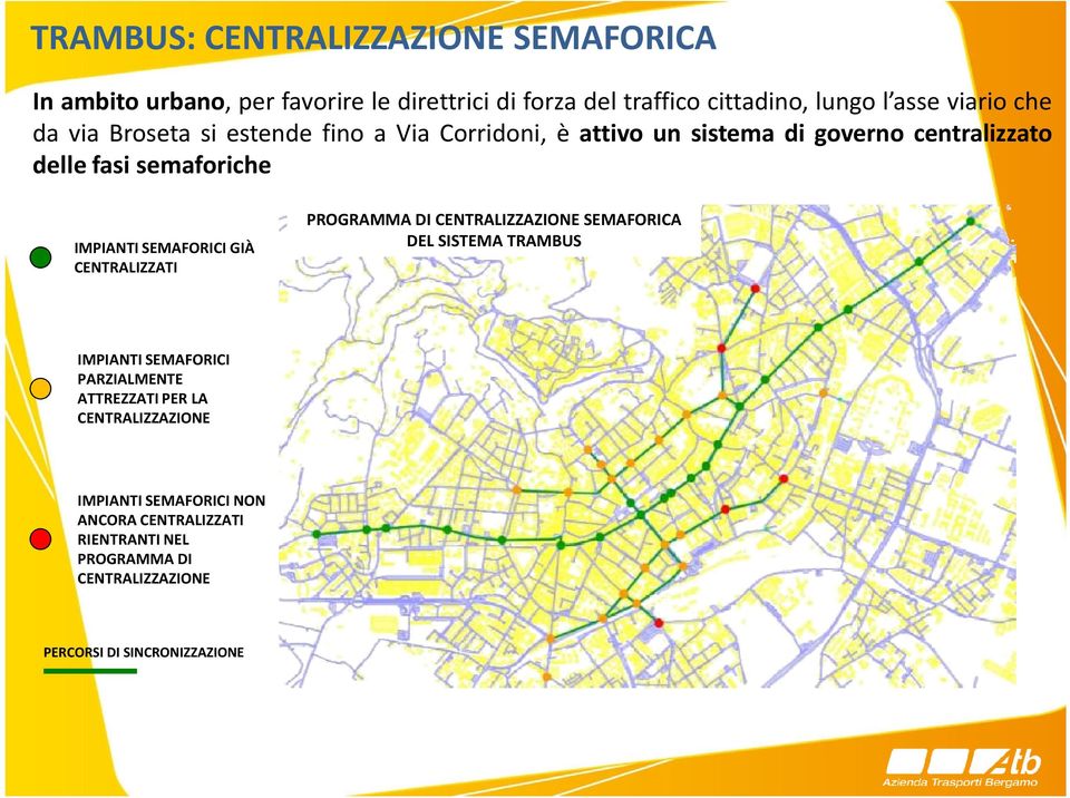 SEMAFORICI GIÀ CENTRALIZZATI PROGRAMMA DI CENTRALIZZAZIONE SEMAFORICA DEL SISTEMA TRAMBUS IMPIANTI SEMAFORICI PARZIALMENTE ATTREZZATI