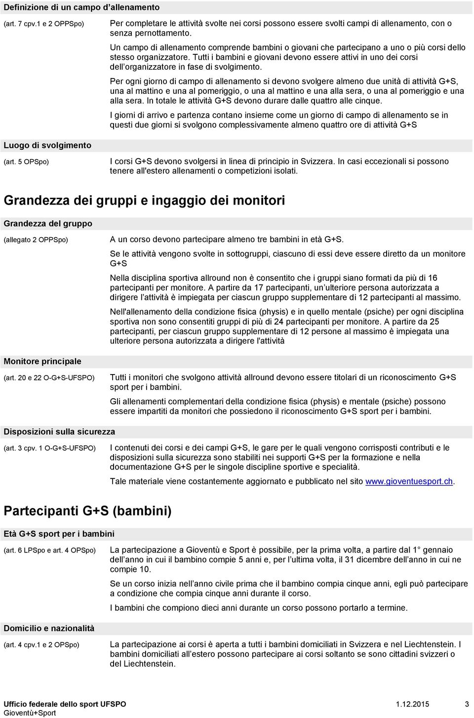 Tutti i bambini e giovani devono essere attivi in uno dei corsi dell organizzatore in fase di svolgimento.