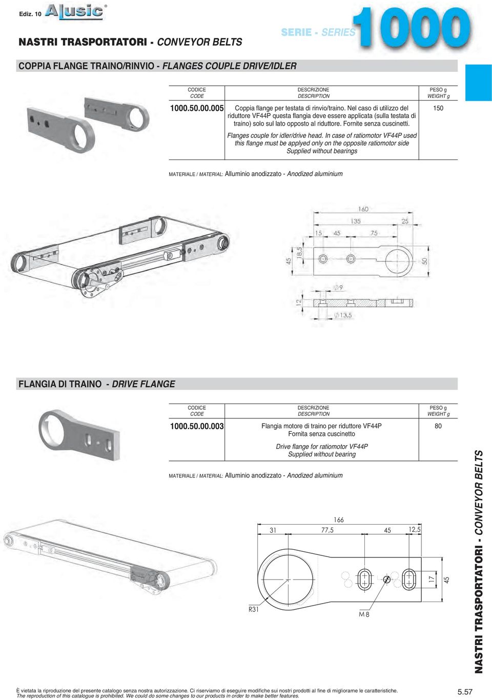 Flanges couple for idler/drive head.