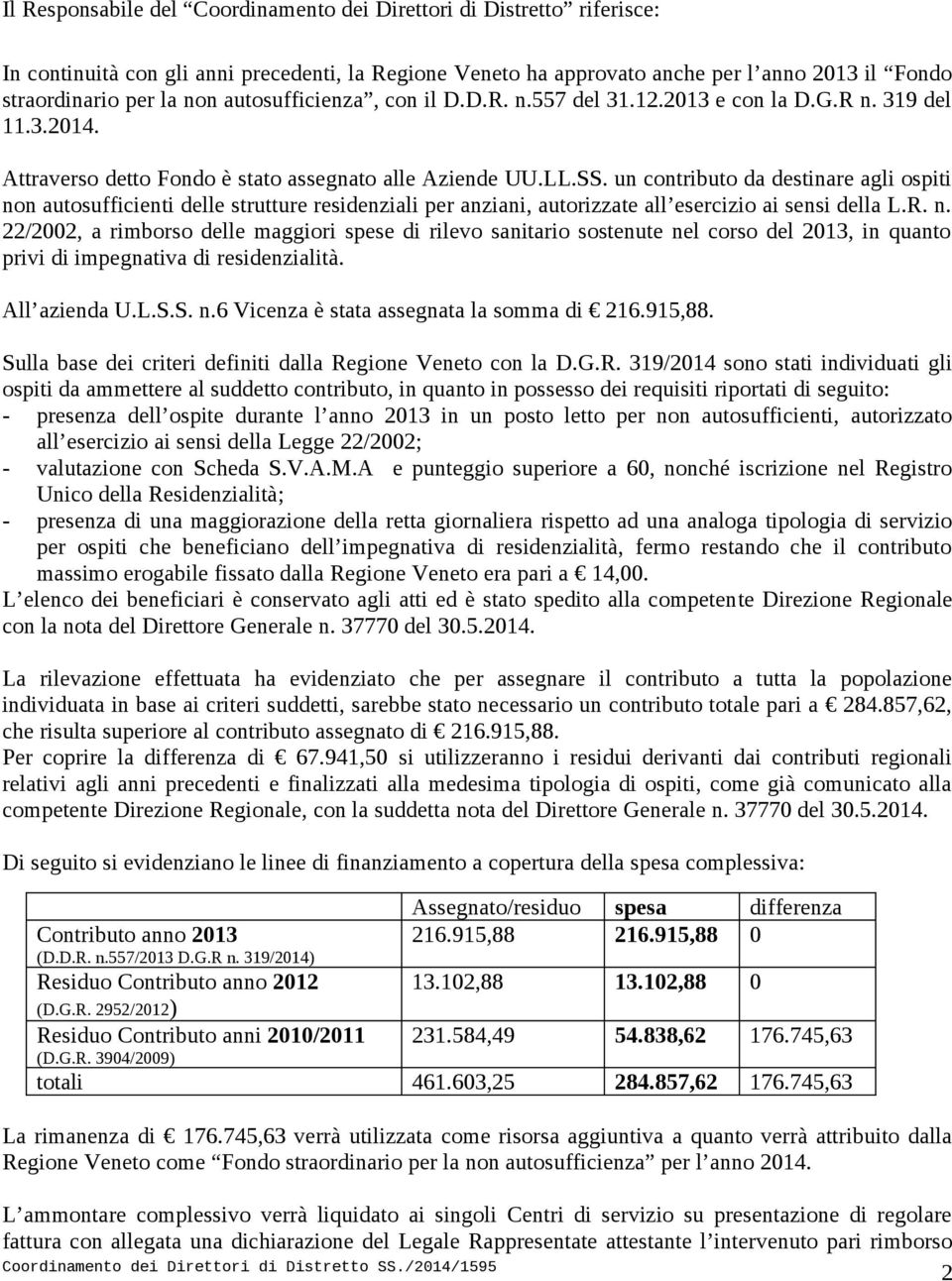 un contributo da destinare agli ospiti non autosufficienti delle strutture residenziali per anziani, autorizzate all esercizio ai sensi della L.R. n. 22/2002, a rimborso delle maggiori spese di rilevo sanitario sostenute nel corso del 2013, in quanto privi di impegnativa di residenzialità.