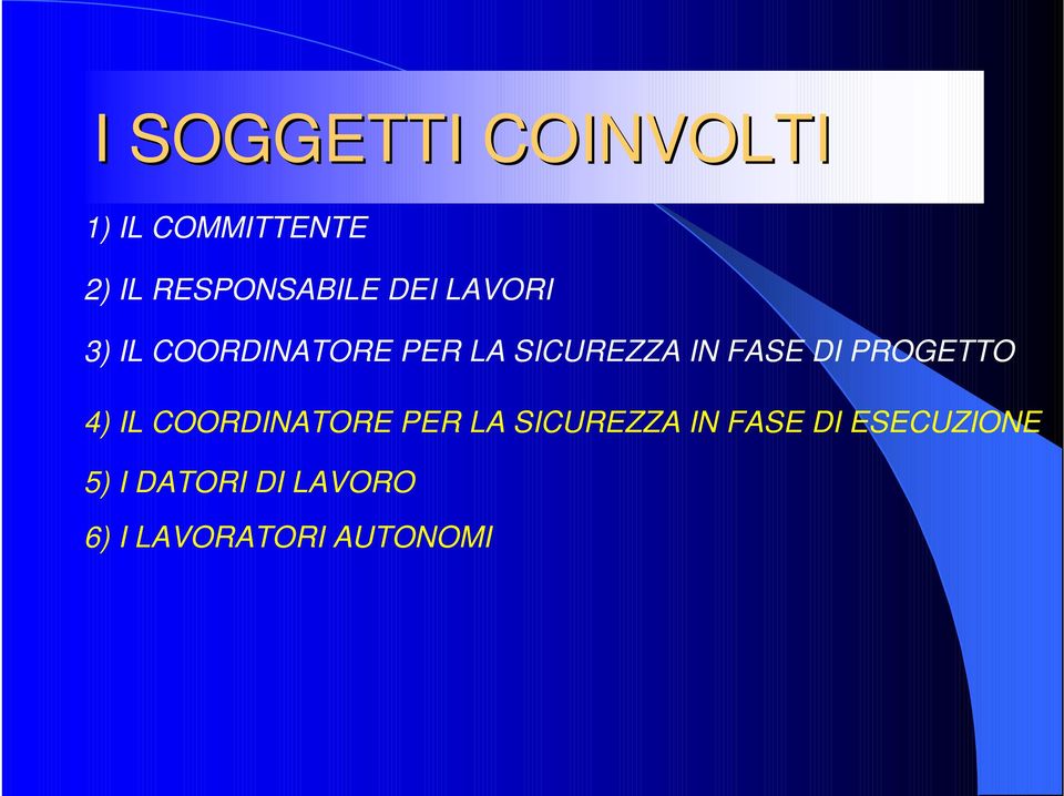 PROGETTO 4) IL COORDINATORE PER LA SICUREZZA IN FASE DI