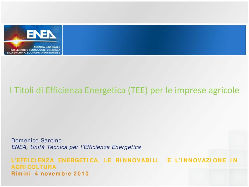 Efficienza Energetica L EFFICIENZA ENERGETICA, LE