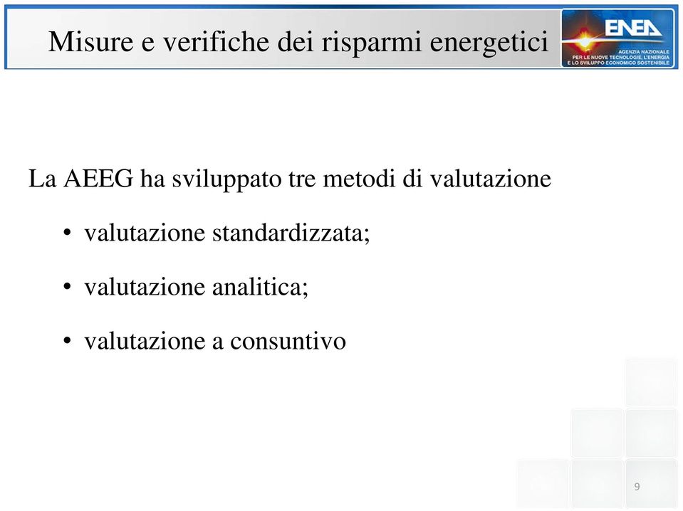 metodi di valutazione valutazione