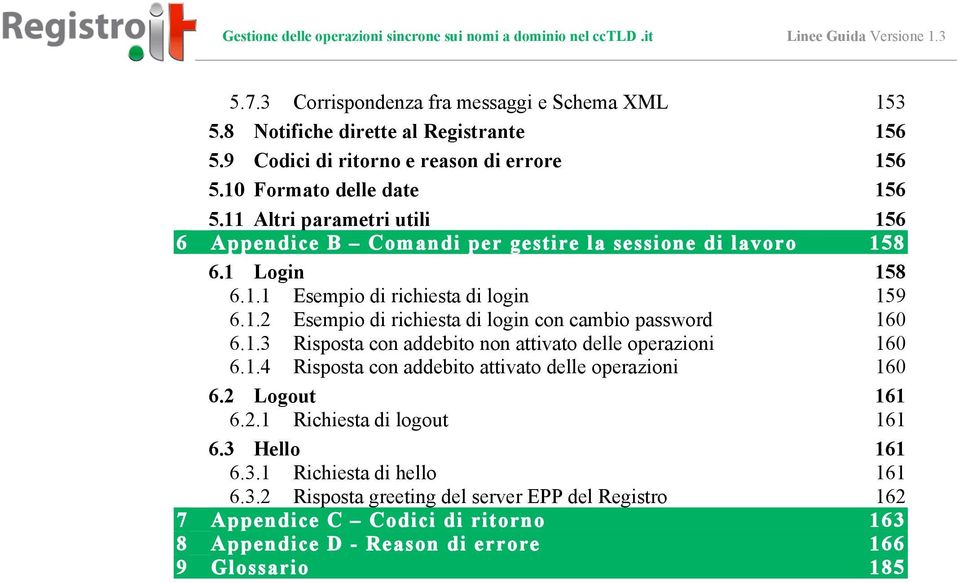 1.3 Risposta con addebito non attivato delle operazioni 160 6.1.4 Risposta con addebito attivato delle operazioni 160 6.2 Logout 161 6.2.1 Richiesta di logout 161 6.3 Hello 161 6.3.1 Richiesta di hello 161 6.