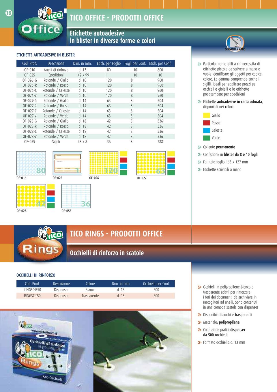 10 120 8 960 OF-026-C Rotonde / Celeste d. 10 120 8 960 OF-026-V Rotonde / Verde d. 10 120 8 960 OF-027-G Rotonde / Giallo d. 14 63 8 504 OF-027-R Rotonde / Rosso d.