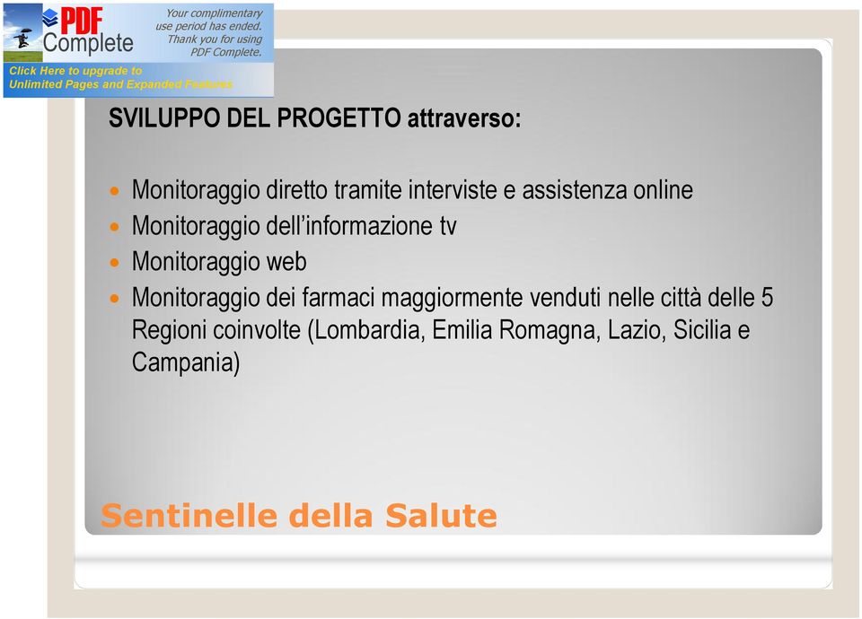 Monitoraggio web Monitoraggio dei farmaci maggiormente venduti nelle