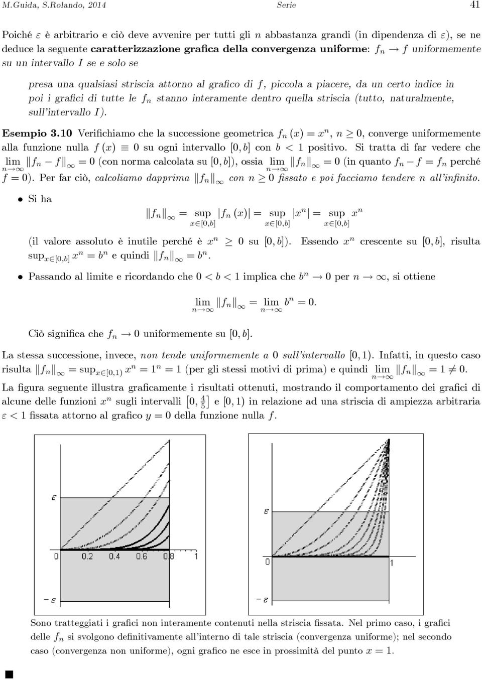 su un intervllo I seesolose pres un qulsisi strisci ttorno l grfico di f, piccol picere, d un certo indice in poi i grfici di tutte le f n stnno intermente dentro quell strisci (tutto, nturlmente,