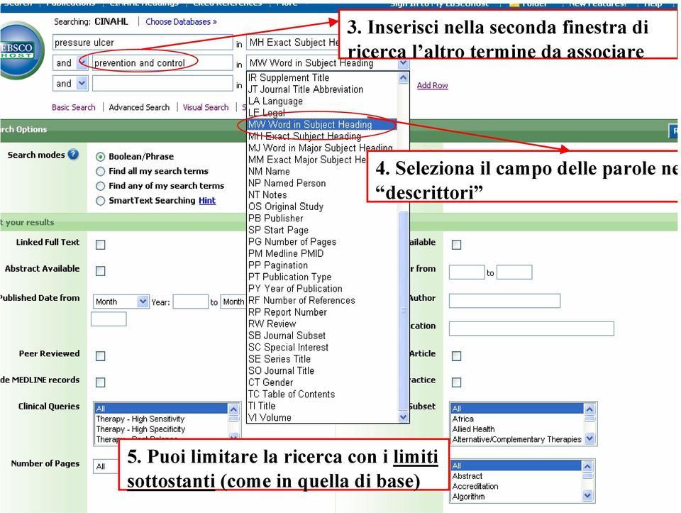 Seleziona il campo delle parole ne descrittori 5.