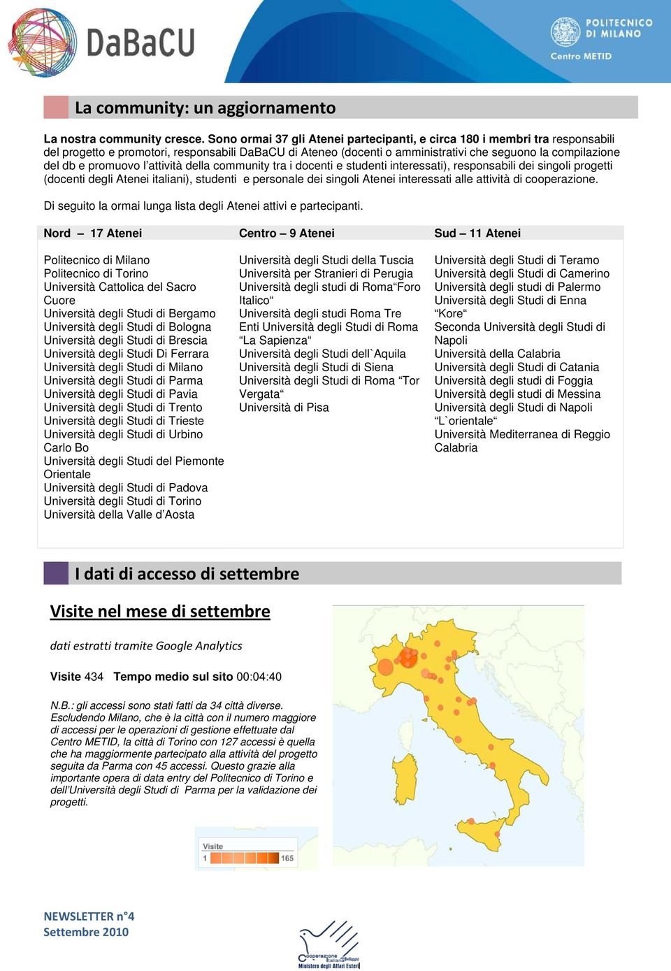 promuovo l attività della community tra i docenti e studenti interessati), responsabili dei singoli progetti (docenti degli Atenei italiani), studenti e personale dei singoli Atenei interessati alle