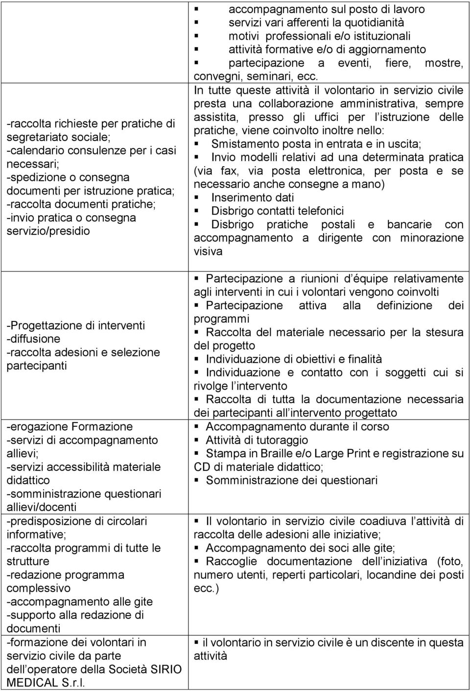 accessibilità materiale didattico -somministrazione questionari allievi/docenti -predisposizione di circolari informative; -raccolta programmi di tutte le strutture -redazione programma complessivo