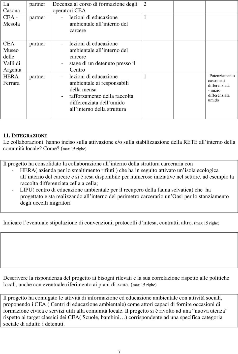 raccolta differenziata dell umido all interno della struttura 2 1 1 -Potenziamento cassonetti differenziata - inizio differenziata umido 11.