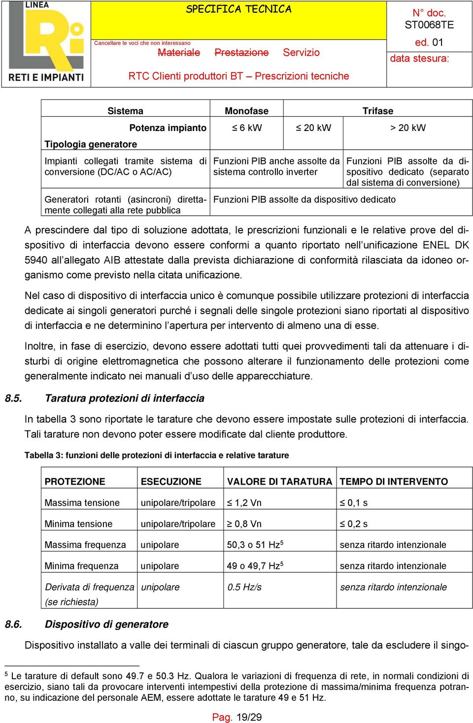 dispositivo dedicato A prescindere dal tipo di soluzione adottata, le prescrizioni funzionali e le relative prove del dispositivo di interfaccia devono essere conformi a quanto riportato nell