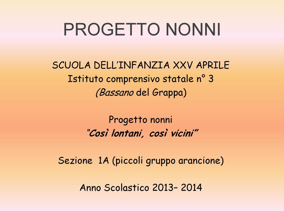 Grappa) Progetto nonni Così lontani, così vicini