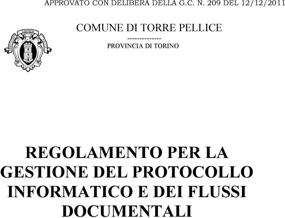 -------------- PROVINCIA DI TORINO REGOLAMENTO