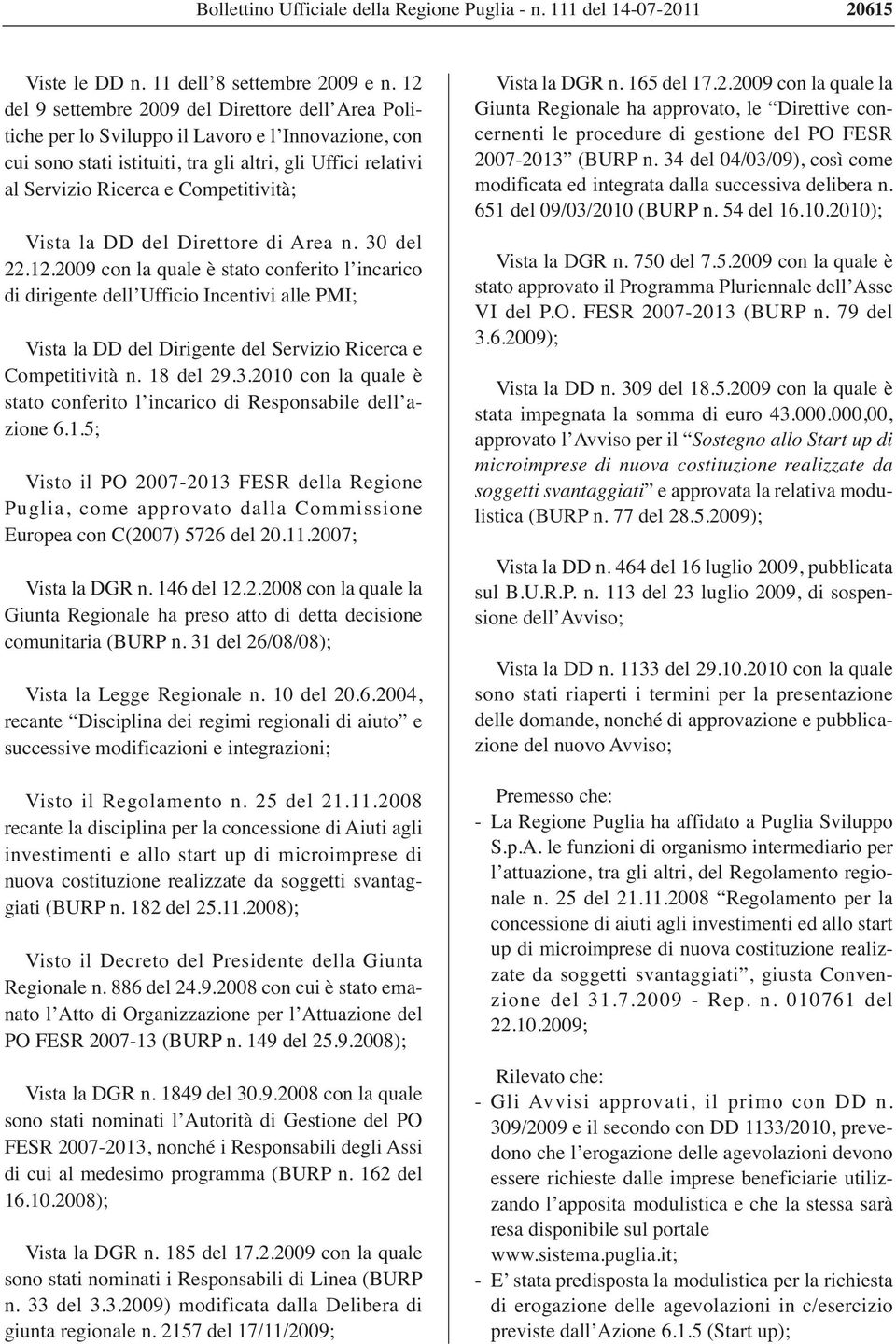 Competitività; Vista la DD del Direttore di Area n. 30 del 22.12.