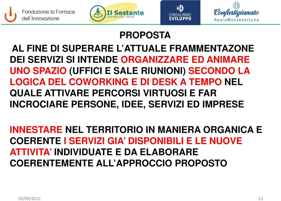 E FAR INCROCIARE PERSONE, IDEE, SERVIZI ED IMPRESE INNESTARE NEL TERRITORIO IN MANIERA ORGANICA E COERENTE I