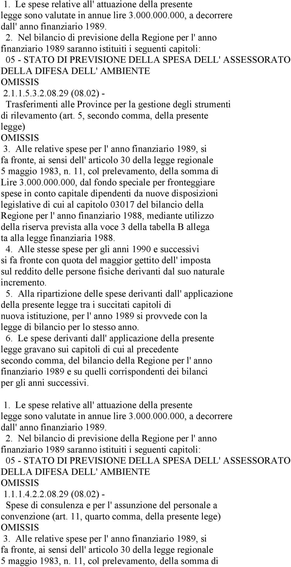 rilevamento (art. 5, secondo comma, della presente legge) 1.1.1.4.2.2.08.