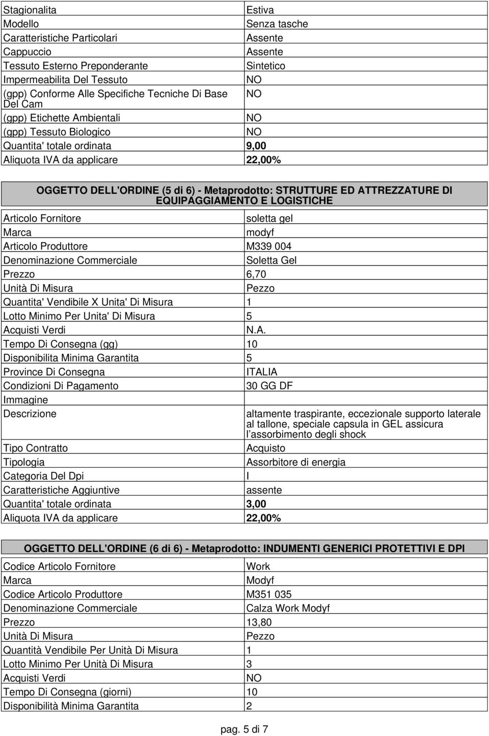 GIAMENTO E LOGISTICHE Articolo Fornitore soletta gel modyf Articolo Produttore M339 004 Soletta Gel Prezzo 6,70 Quantita' Vendibile X Unita' Di Misura 1 Lotto Minimo Per Unita' Di Misura 5 N.A. Tempo