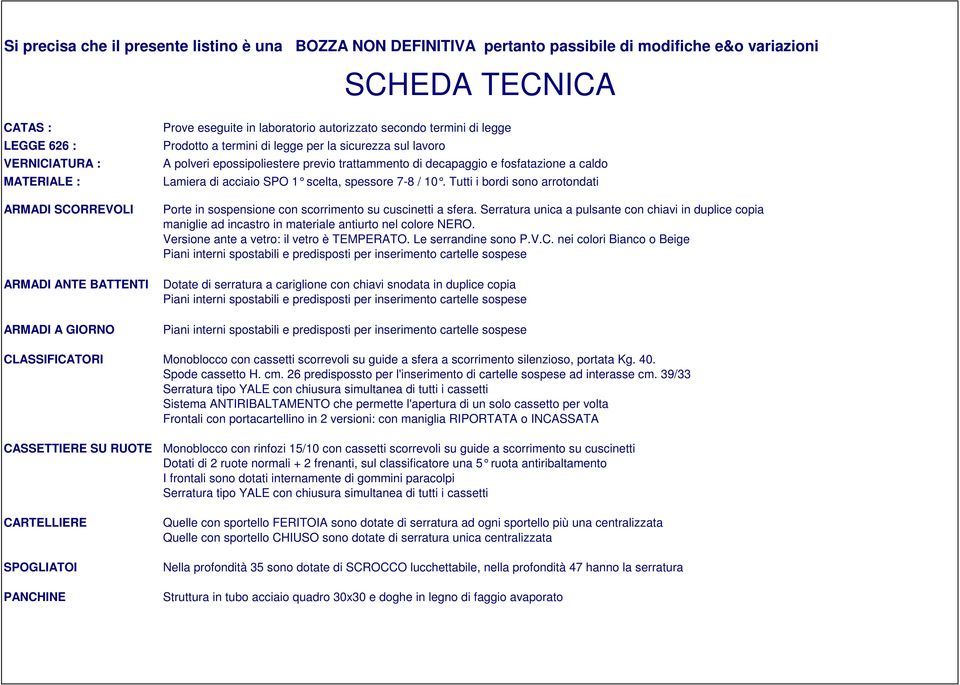 di decapaggio e fosfatazione a caldo Lamiera di acciaio SPO 1 scelta, spessore 7-8 / 10. Tutti i bordi sono arrotondati Porte in sospensione con scorrimento su cuscinetti a sfera.