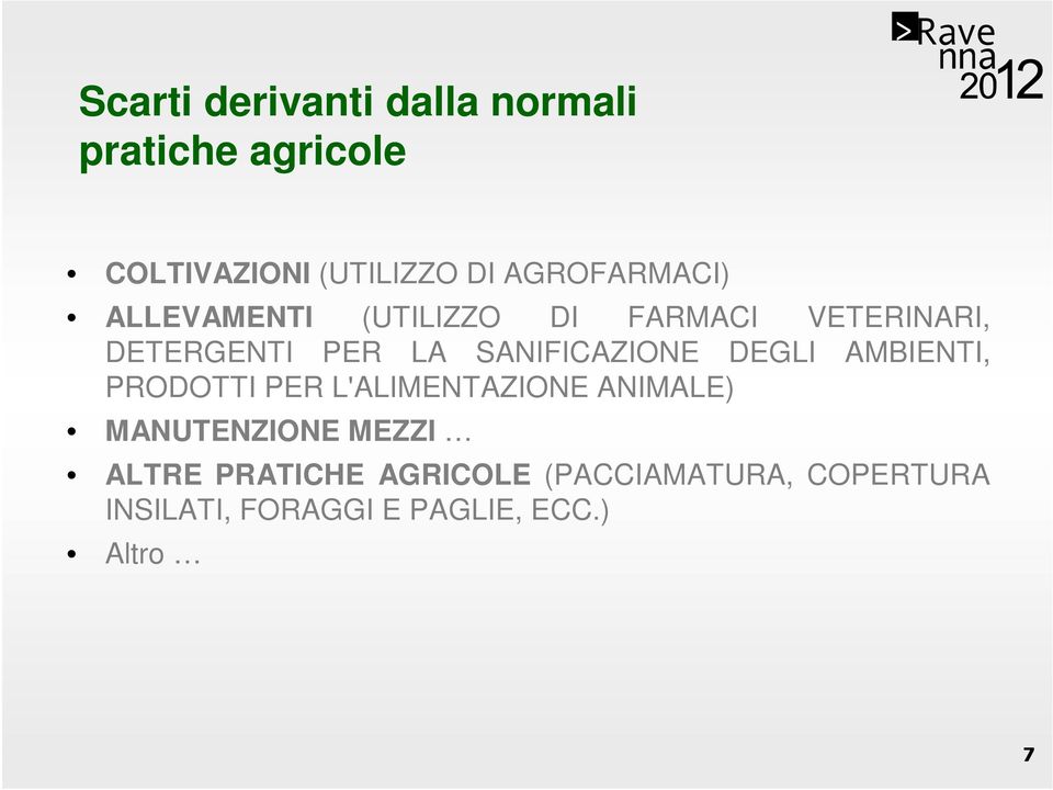 SANIFICAZIONE DEGLI AMBIENTI, PRODOTTI PER L'ALIMENTAZIONE ANIMALE) MANUTENZIONE