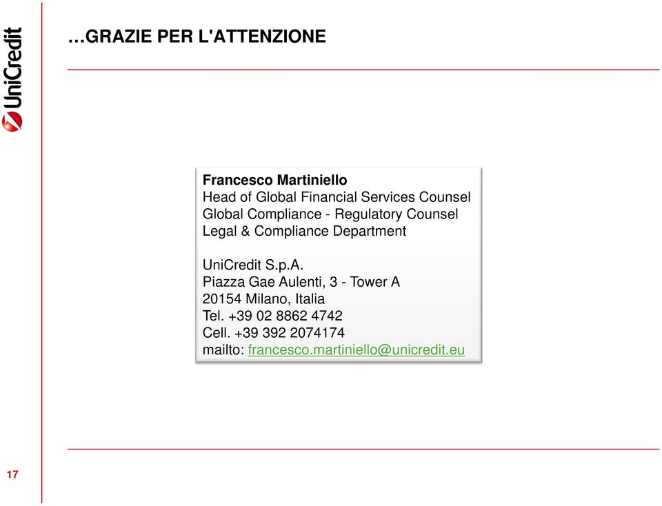 Department UniCredit S.p.A.