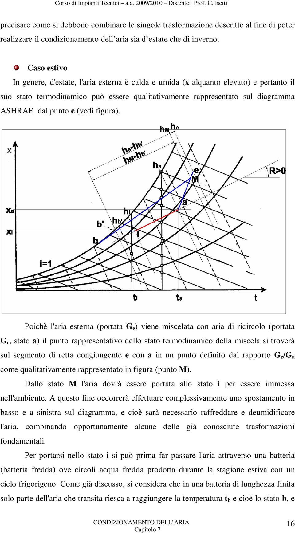 Cso estivo In genere, d'estte, l'ri estern è cld e umid (x lqunto elevto) e pertnto il suo stto termodinmico può essere qulittivmente rppresentto sul digrmm ASHRAE dl punto e (vedi figur).