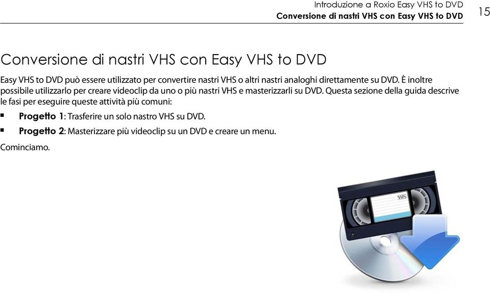 È inoltre possibile utilizzarlo per creare videoclip da uno o più nastri VHS e masterizzarli su DVD.