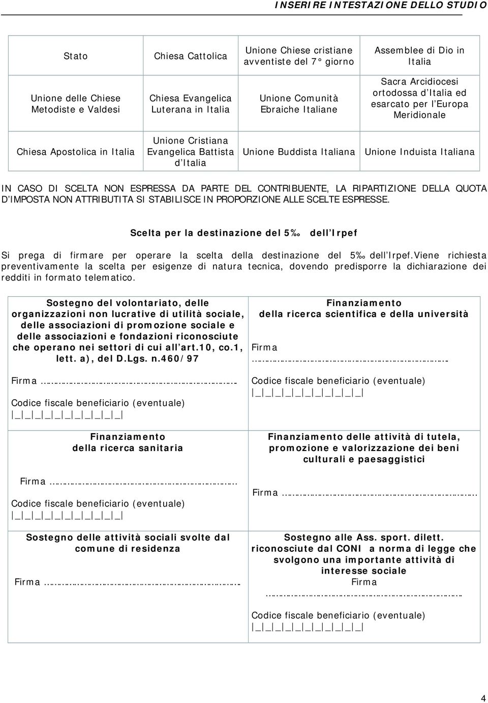 Italiana IN CASO DI SCELTA NON ESPRESSA DA PARTE DEL CONTRIBUENTE, LA RIPARTIZIONE DELLA QUOTA D IMPOSTA NON ATTRIBUTITA SI STABILISCE IN PROPORZIONE ALLE SCELTE ESPRESSE.