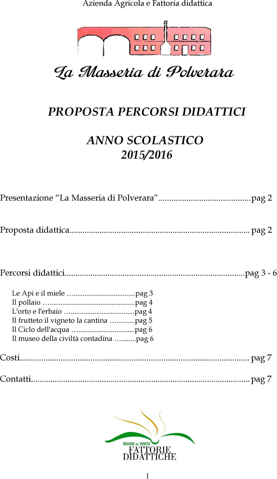 ..pag 3-6 Le Api e il miele...pag 3 Il pollaio...pag 4 L'orto e l'erbaio.