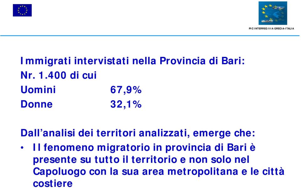 analizzati, emerge che: Il fenomeno migratorio in provincia di Bari è