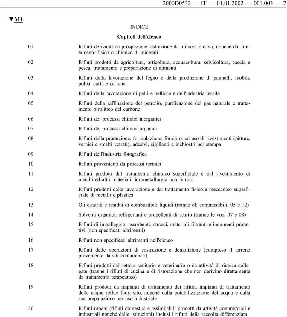 orticoltura, acquacoltura, selvicoltura, caccia e pesca, trattamento e preparazione di alimenti 03 Rifiuti della lavorazione del legno e della produzione di pannelli, mobili, polpa, carta e cartone